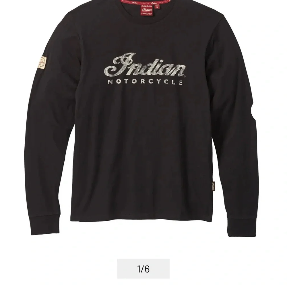 Indian Motorcycle Men's Black Long Sleeve Script Tee - Picture 1 of 5